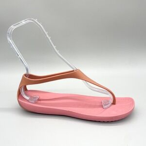 Crocs Sexi Flip Flops Womens 9 Pink Coral Thong Sandals  TStrap Flats Beach Pool